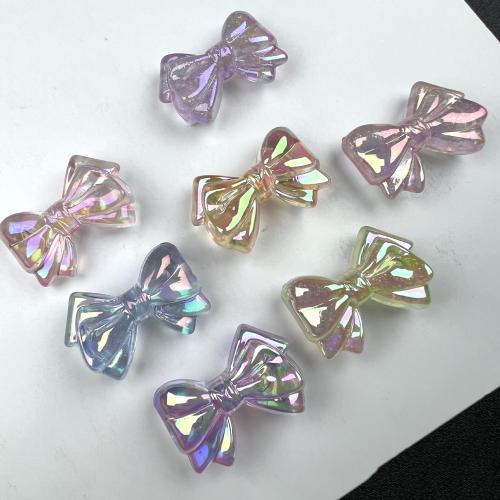 Plated Acrylic Beads, Bowknot, colorful plated, DIY, mixed colors, 22x32mm, Approx 200PCs/Bag, Sold By Bag