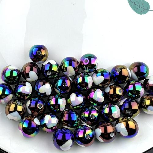 Plated Acrylic Beads, Round, DIY, 16mm, Approx 200PCs/Bag, Sold By Bag