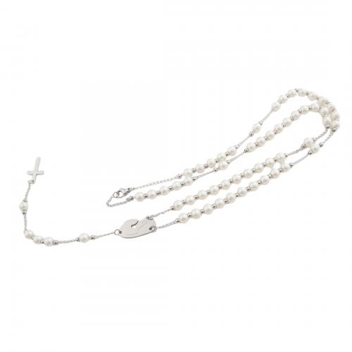 Edelstahl Schmuck Halskette, 304 Edelstahl, mit Kunststoff Perlen, Modeschmuck & für Frau, originale Farbe, Länge:ca. 65.5 cm, verkauft von PC