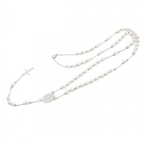 Stainless Steel smycken halsband, 304 rostfritt stål, med Plast Pearl, mode smycken & för kvinna, ursprungliga färgen, Längd Ca 65.5 cm, Säljs av PC