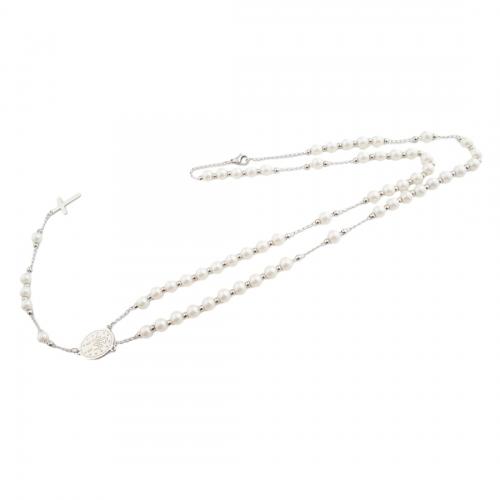 Stainless Steel Jewelry Necklace 304 Stainless Steel with Plastic Pearl fashion jewelry & for woman original color Length Approx 65.5 cm Sold By PC