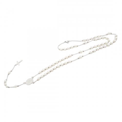 Collar de acero inoxidable de la joyería, acero inoxidable 304, con Perlas plásticas, para mujer, color original, longitud:aproximado 65.5 cm, Vendido por UD
