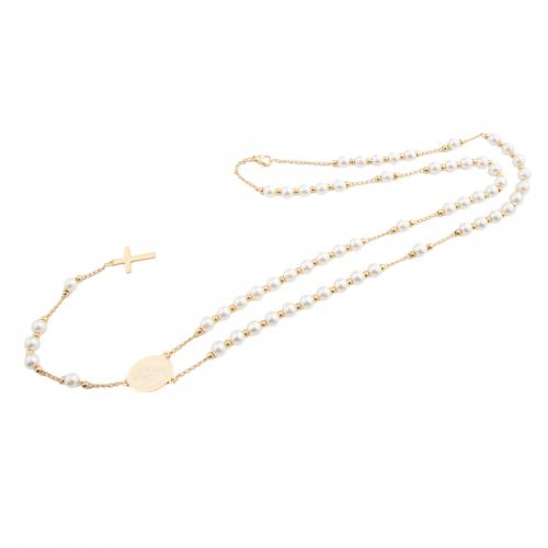 Stainless Steel Jewelry Necklace 304 Stainless Steel with Plastic Pearl fashion jewelry & for woman golden Length Approx 65.5 cm Sold By PC