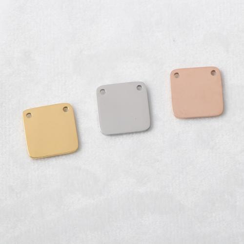 Stainless Steel Pendants, 304 Stainless Steel, Square, polished, DIY & double-hole, more colors for choice, 15x15mm, Sold By PC