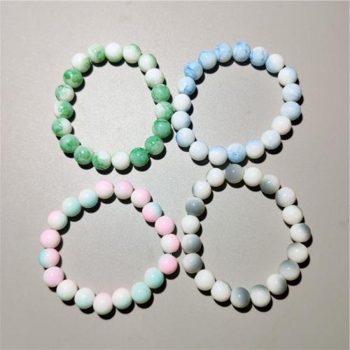 Glass Beads Bracelet Round fashion jewelry & for woman Random Color Length Approx 18 cm Sold By PC