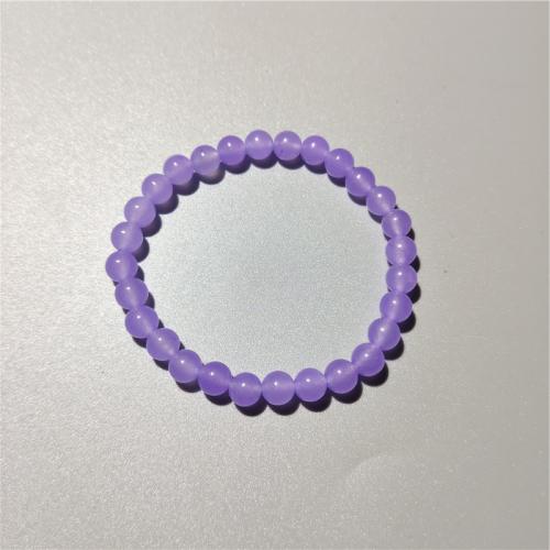 Gemstone Bracelets, Purple Chalcedony, Round, fashion jewelry & different size for choice & for woman, purple, Length:Approx 18 cm, Sold By PC