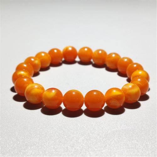 Gemstone Bracelets, Beeswax, Round, fashion jewelry & Unisex & different size for choice, yellow, Length:Approx 18 cm, Sold By PC