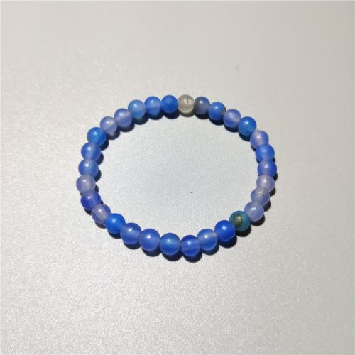 Agate Jewelry Bracelet Blue Agate Round fashion jewelry & Unisex blue Length Approx 18 cm Sold By PC