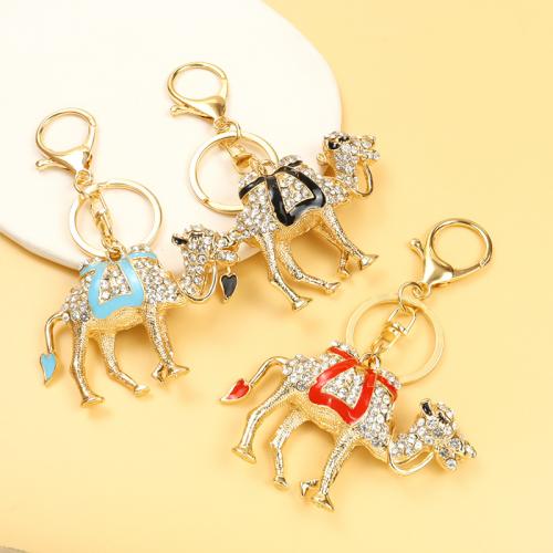 Tibetan Style Key Clasp, Camel, gold color plated, enamel & with rhinestone, more colors for choice, 68.40x48.50mm, Sold By PC