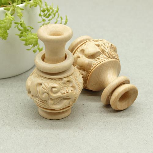 Wood Beads, Boxwood, Vase, Carved, DIY, yellow, 43x27mm, Sold By PC
