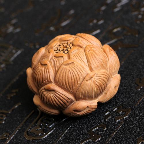 Wood Beads, Peach Wood, Flower, Carved, DIY, yellow, 50x35mm, Sold By PC