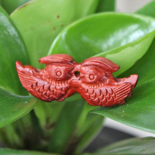 Wood Beads Sandalwood Fish Carved DIY reddish-brown Sold By PC