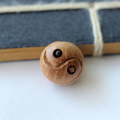 Wood Beads, Peach Wood, Round, Carved, DIY, yellow, 12x9mm, Sold By PC