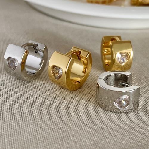 Cubic Zirconia Micro Pave Brass Earring, fashion jewelry & micro pave cubic zirconia & for woman, more colors for choice, nickel, lead & cadmium free, Sold By Pair