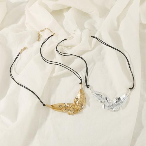 Zinklegierung Schmuck Halskette, mit Baumwollfaden, Federn, plattiert, Modeschmuck & für Frau, keine, frei von Nickel, Blei & Kadmium, Länge:ca. 48-54 cm, verkauft von PC