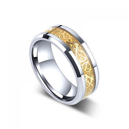 Tungsten Alloy Prst prsten, lesklý, módní šperky & různé velikosti pro výběr & pro muže, zlato, nikl, olovo a kadmium zdarma, wide:8mm, Prodáno By PC