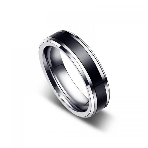 Tungsten Alloy Finger Ring, gepolijst, mode sieraden & verschillende grootte voor keus & voor de mens, zwart, nikkel, lood en cadmium vrij, wide:6mm, Verkocht door PC