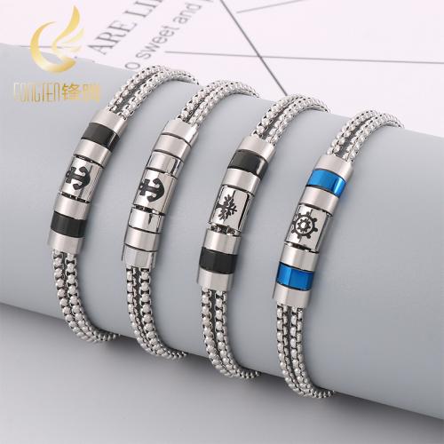 Stainless Steel Jewelry Bracelet, 304 Stainless Steel, handmade, fashion jewelry & Unisex, more colors for choice, nickel, lead & cadmium free, wide:8mm, Length:Approx 215 mm, Sold By PC