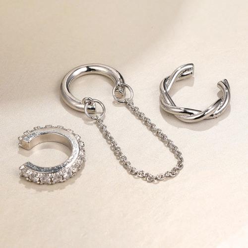 Fashion Earring Cuff and Wraps Zinc Alloy three pieces & for woman & with rhinestone nickel lead & cadmium free Sold By Set