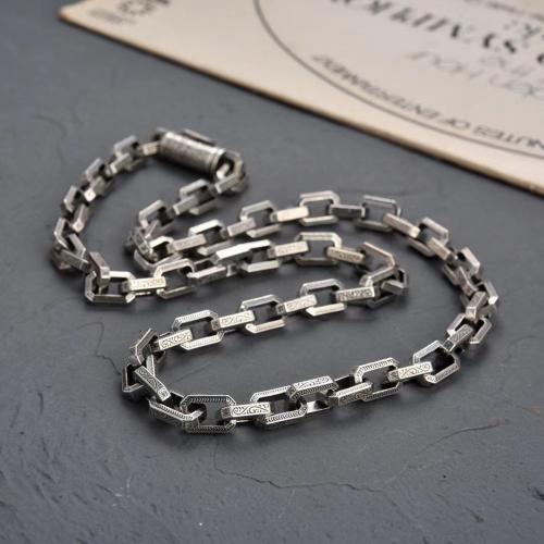 Brass Necklace, antique silver color plated, vintage & Unisex, Length:Approx 21.6 Inch, Sold By PC