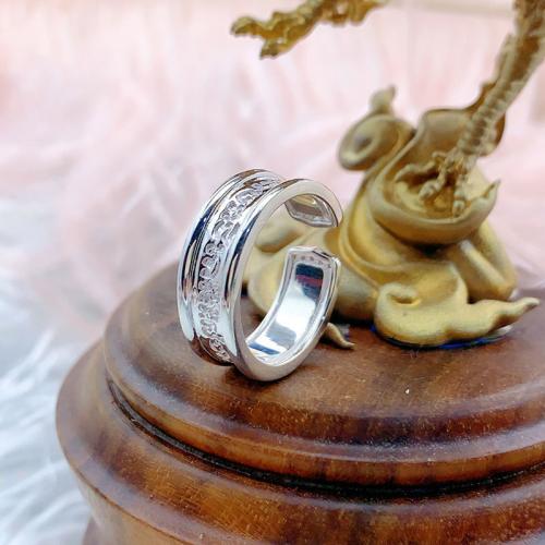 Messing Manchet Finger Ring, silver plated, verstelbaar & voor vrouw, Maat:6-9, Verkocht door PC