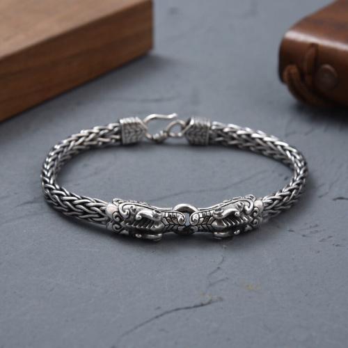 Brass Bracelet, Dragon, antique silver color plated, vintage & Unisex & different size for choice, Sold By PC
