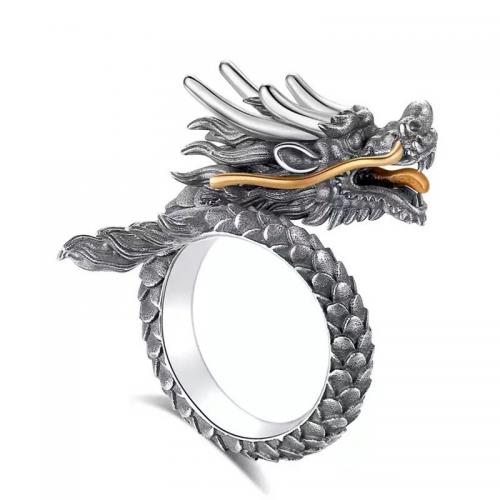 Латунь Манжеты палец кольцо, Дракон, Другое покрытие, Винтаж & Мужская & регулируемый, размер:6-10, продается PC