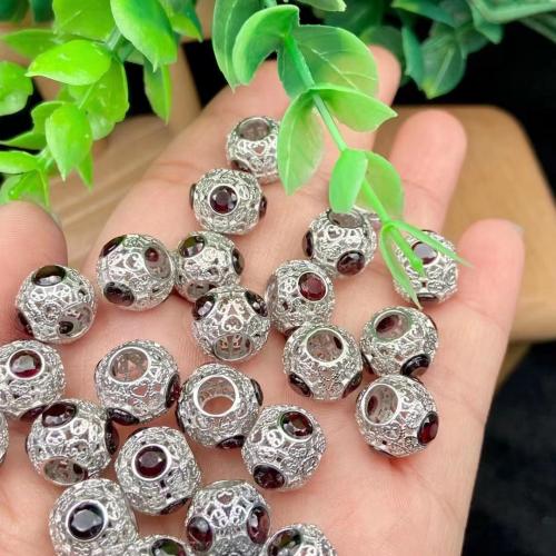 Spacer Beads Jewelry Brass with Garnet silver color plated DIY & hollow Approx 1mm Sold By PC