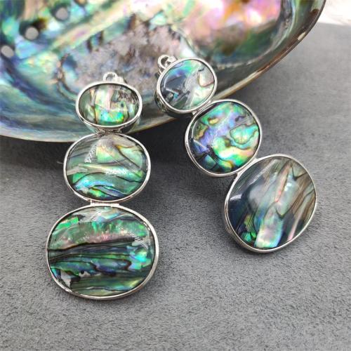 Natural Abalone Shell Pendants with Brass silver color plated DIY multi-colored Sold By PC
