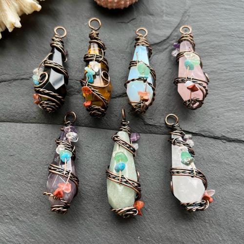 Gemstone Pendants Jewelry, with Brass, antique copper color plated, random style & DIY & mixed, Sold By PC