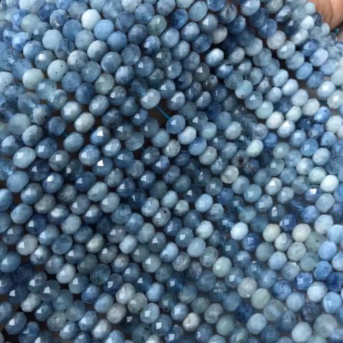 Grânulos de gemstone jóias, Aquamarine, ábaco, polido, DIY & facetada, azul mar, 4x6mm, vendido para Aprox 38 cm Strand