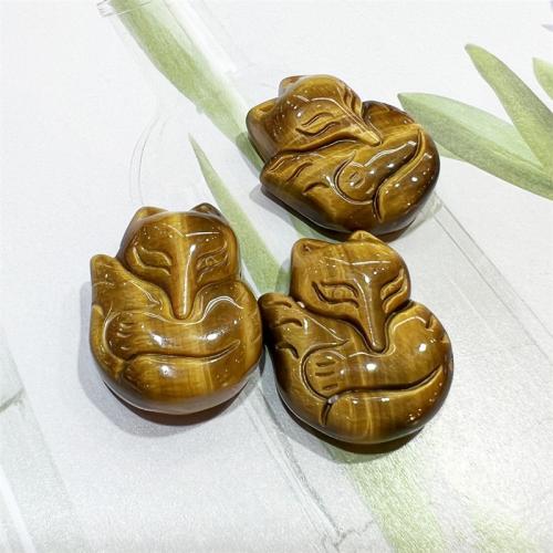 Natural Tiger Eye Pendants Fox Carved fashion jewelry & DIY mixed colors 25.74mm Sold By PC