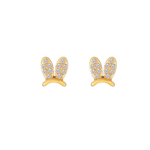 Titanium Steel  Earring Rabbit plated fashion jewelry & for woman & with rhinestone nickel lead & cadmium free Sold By Pair