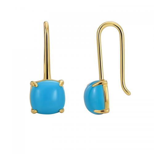 Brass Drop Earring with turquoise gold color plated fashion jewelry & for woman nickel lead & cadmium free Sold By Pair