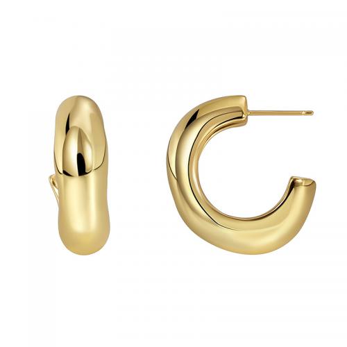 Brass Stud Earring, Letter C, 18K gold plated, fashion jewelry & for woman, nickel, lead & cadmium free, 24x26mm, Sold By Pair
