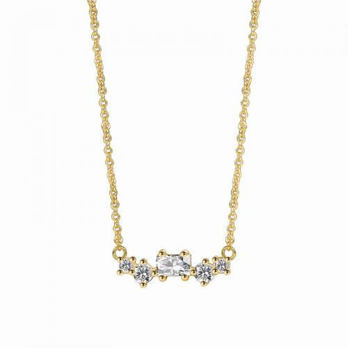 Cubic Zircon Micro Pave Brass Necklace, 18K gold plated, fashion jewelry & micro pave cubic zirconia & for woman, nickel, lead & cadmium free, Length:Approx 45-55 cm, Sold By PC