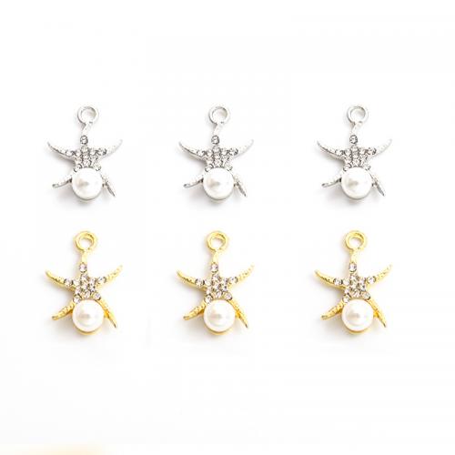 Tibetan Style Rhinestone Pendants, with Plastic Pearl, Star, plated, DIY & with rhinestone, more colors for choice, 14.50x20mm, Sold By PC