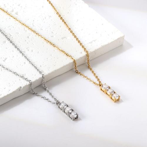 Stainless Steel Sweater Chain Necklace, 304 Stainless Steel, plated, fashion jewelry & for woman & with rhinestone, more colors for choice, nickel, lead & cadmium free, Pendant:6x18mm, Length:Approx 45 cm, Sold By PC
