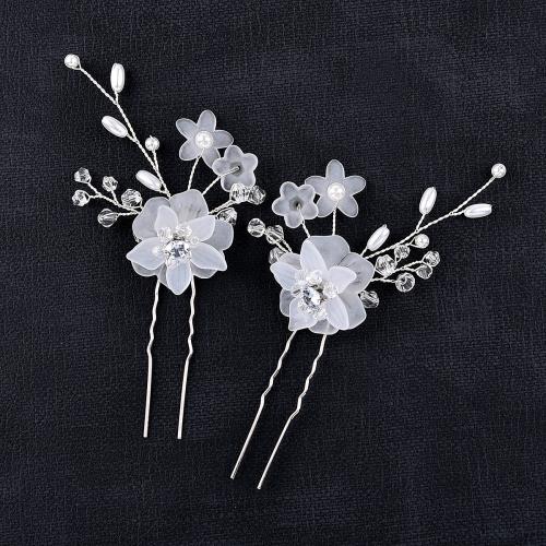 Hair Stick, Iron, with Plastic, fashion jewelry & for woman, more colors for choice, nickel, lead & cadmium free, 100x80mm, 2PCs/Lot, Sold By Lot