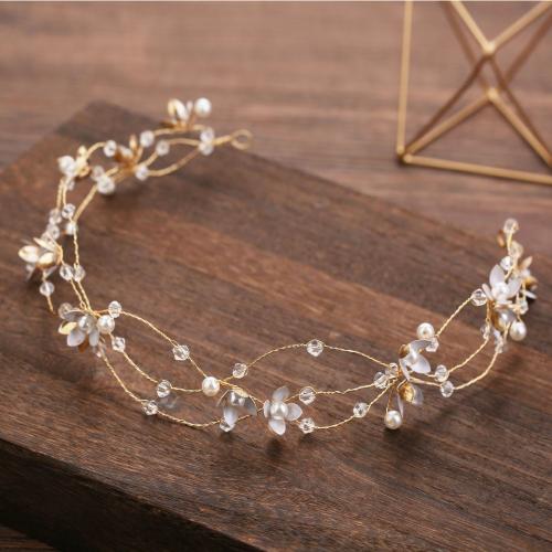 Headband, brass wire, with Plastic, fashion jewelry & different styles for choice & for woman, golden, Circumference: 39cm, Sold By PC