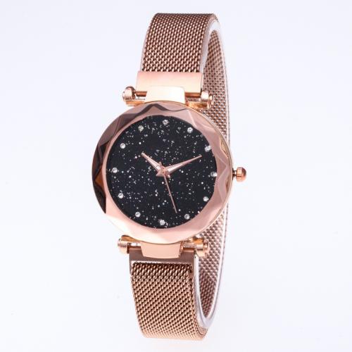 Zinc Alloy Watch Bracelet with Glass Round plated Chinese movement & for woman & with rhinestone Sold By PC