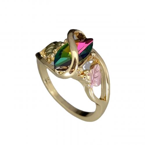 Crystal Finger Ring, Tibetan Style, with Crystal, 18K gold plated, different size for choice & for woman, 8x12.50mm, US Ring Size:6-10, Sold By PC