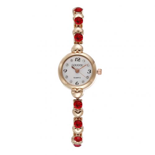 alliage de zinc bracelet de montre, avec verre, Rond, Placage, mouvement chinoise & styles différents pour le choix & pour femme & avec strass, watch size 200x40.5mm, bangle inner diameter 60mm, Vendu par PC