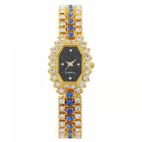 Zink Alloy Watch Armband, med Glas, Geometriskt mönster, plated, kinesisk rörelse & olika stilar för val & för kvinna & med strass, watch size 200x22.5mm,bracelet length 180mm, Säljs av PC