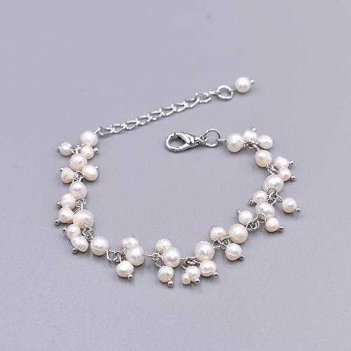 Brass Bracelet & Bangle, with pearl, with 5cm extender chain, plated, fashion jewelry & for woman, more colors for choice, nickel, lead & cadmium free, Length:Approx 18 cm, Sold By PC