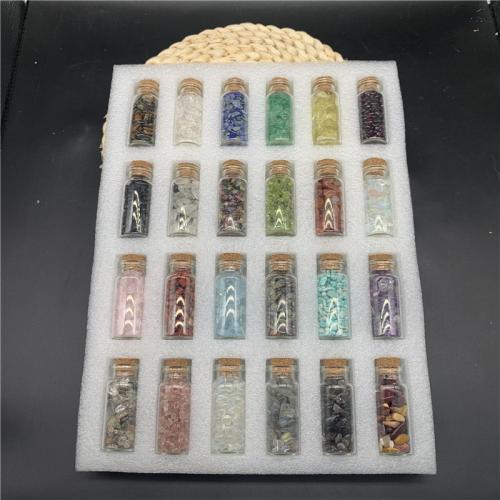 Glass Wish Bottle, Gemstone, with PE Foam & Glass & Wood, polished, mixed colors, 270x210x30mm, 24PCs/Set, Sold By Set