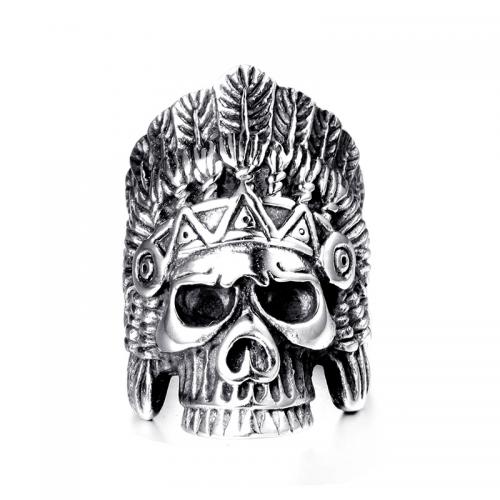 Titanium Steel Finger Ring, Skull, Vacuum Ion Plating, fashion jewelry & Unisex & different size for choice, more colors for choice, Sold By PC