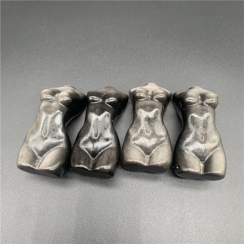 Fashion Decoration Silver Obsidian Carved for home and office silver-grey 60mm Sold By PC