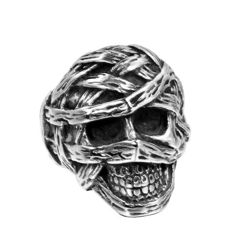 Titanium Steel Finger Ring, Skull, vintage & fashion jewelry & Unisex & different size for choice, original color, 26mm, Sold By PC