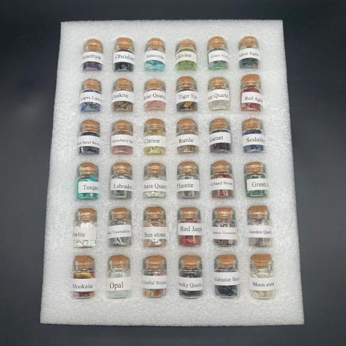 Botella Vidrio de los Deseos, Piedras preciosas, con Espuma PE & Vidrio & madera, pulido, color mixto, 270x210x30mm, 36PCs/Set, Vendido por Set